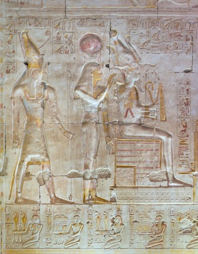 Rilievo colorato, tempio di Seti I, Abido, Egitto da Egyptian 19th Dynasty