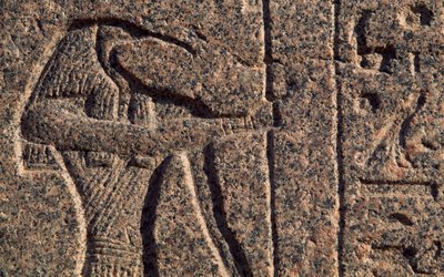 Raffigurazione di Thoth, (dettaglio), iscrizione e rilievo di Thoth e Horus, sarcofago di Amenhotep, Menfi (Patrimonio Mondiale dell
