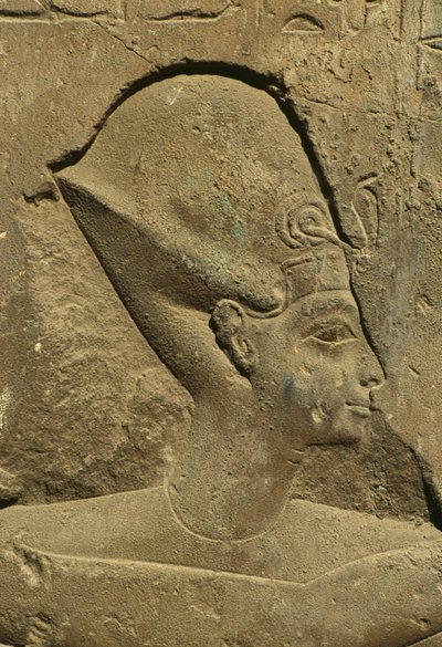 (dettaglio) di un rilievo che raffigura una testa di faraone (pietra) da Egyptian 19th Dynasty