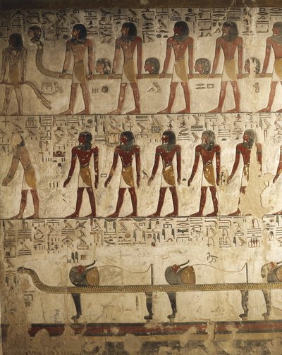 Egitto, Luxor, Valle dei Re, Tomba di Seti I, Rilievo di scene dipinte dal Libro delle Porte da Egyptian 19th Dynasty