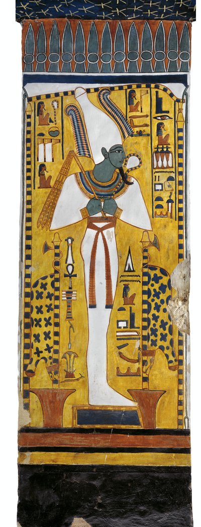 Egitto, Tebe, Luxor, Valle delle Regine, Tomba di Nefertari, pittura murale di Osiride nella camera funeraria della XIX dinastia da Egyptian 19th Dynasty