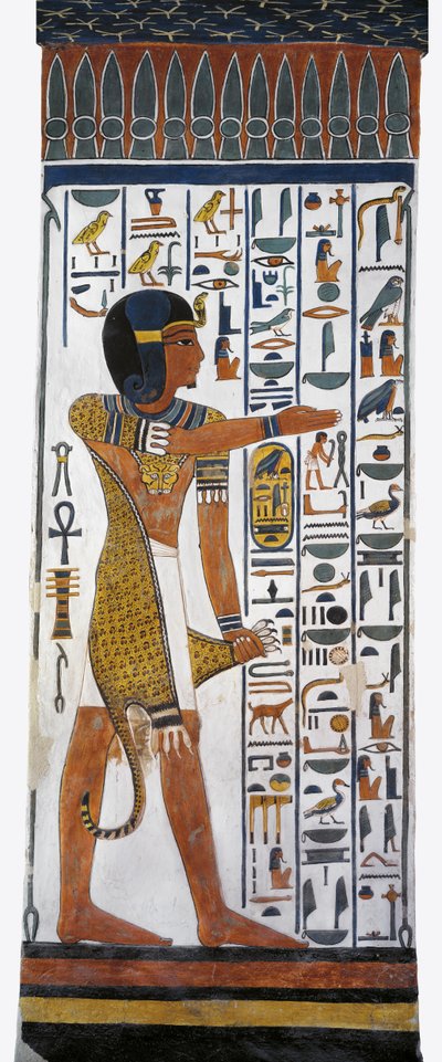 Egitto, Tebe, Luxor, Valle delle Regine, Tomba di Nefertari, pittura murale del dio Horus nella camera funeraria della XIX dinastia da Egyptian 19th Dynasty