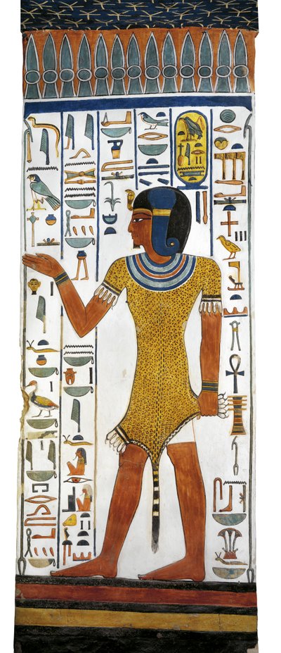 Egitto, Tebe, Luxor, Valle delle Regine, Tomba di Nefertari, pittura murale su pilastro nella camera funeraria della XIX dinastia da Egyptian 19th Dynasty