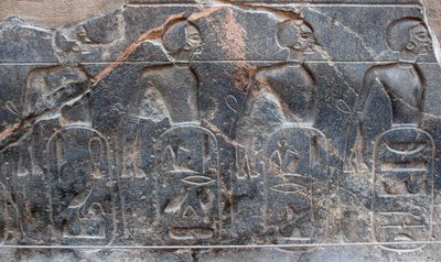 Antichità egizia: dettaglio di un rilievo che decora gli emblemi dei territori conquistati dal faraone Ramses II. Tempio di Luxor. Riva Est (Tebe), Egitto da Egyptian 19th Dynasty
