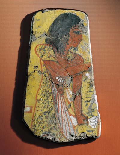Frammento di dipinto su legno di limone raffigurante un sacerdote durante una cerimonia funebre dall
