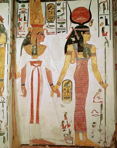 Iside e Nefertari, dalla tomba di Nefertari, Nuovo Regno (murale) da Egyptian 19th Dynasty