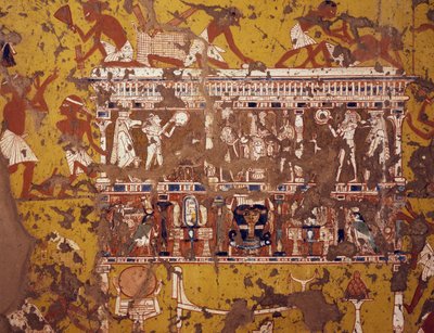 Realizzazione di un catafalco scolpito, affresco, Tomba dello scultore Ipy, Deir el-Medina, Necropoli Tebana (Patrimonio Mondiale dell