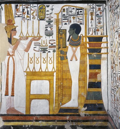 Nefertari che offre lino a Ptah (dettaglio) da Egyptian 19th Dynasty