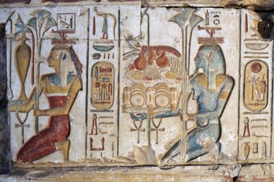 Scena di offerta, rilievo, Tempio di Ramses II, Abydos, Egitto, civiltà egizia, Nuovo Regno, Dinastia XIX (foto) da Egyptian 19th Dynasty