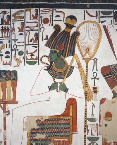 Osiride, affresco, parete est, camera laterale est, Tomba di Nefertari (QV66), Valle delle Regine, Tebe (Patrimonio dell
