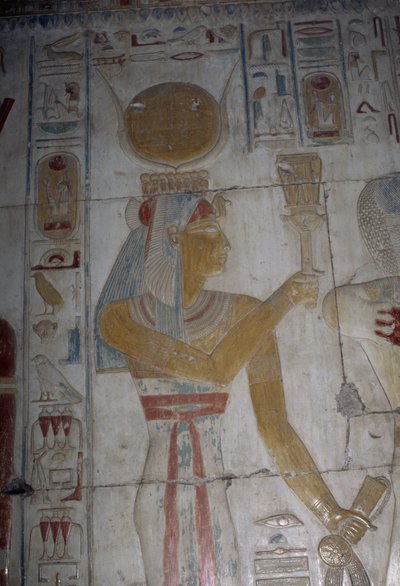 Rilievo dipinto raffigurante la dea Hator, cappella di Osiride, Tempio di Seti I da Egyptian 19th Dynasty
