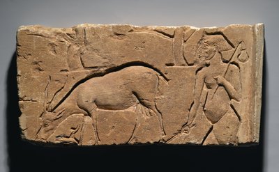 Rilievo che raffigura un capraio con una capra e alberi, forse da Tell el-Amarna, Nuovo Regno, 1350-1333 a.C. da Egyptian 19th Dynasty