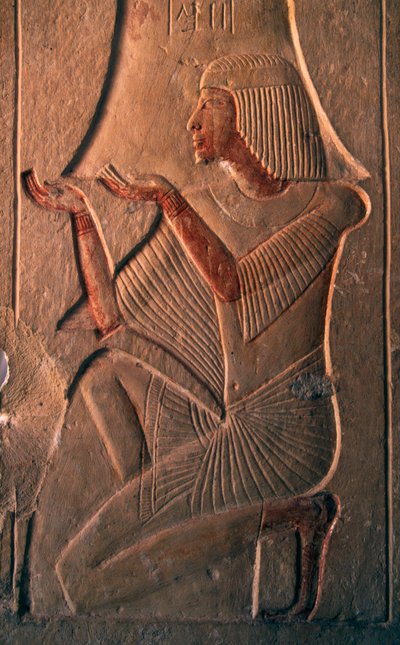 Rilievo raffigurante figura adorante, tomba di Leteya, Saqqara, Egitto, civiltà egizia, Nuovo Regno, Dinastia XIX da Egyptian 19th Dynasty