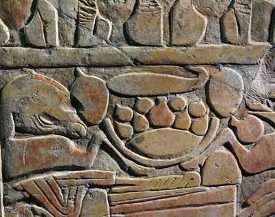 Rilievo che raffigura offerte di cibo per le divinità, da Abydos da Egyptian 19th Dynasty