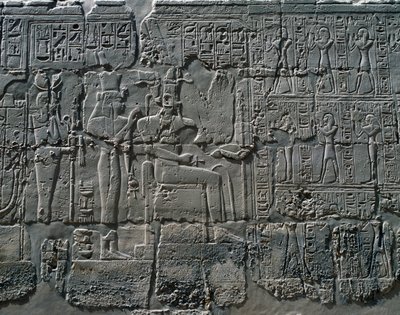 Scene di offerte agli dei, rilievo, pareti interne della Grande Sala Ipostila, complesso del tempio di Karnak da Egyptian 19th Dynasty