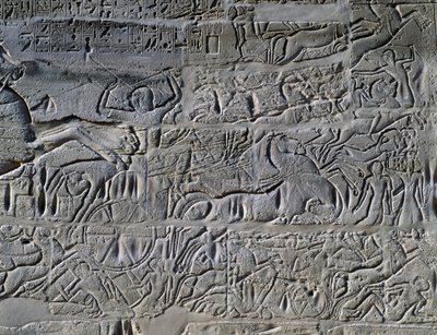 Campagne di Seti I in Siria e Palestina, rilievo, parete esterna nord della Grande Sala Ipostila, complesso templare di Karnak (Patrimonio dell