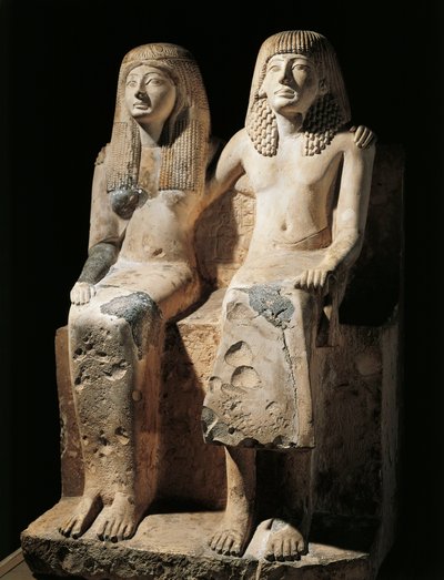 Gruppo statuario che rappresenta lo scriba Pendua e sua moglie Nefertari da Egyptian 19th Dynasty