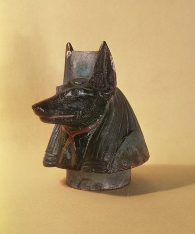 Tappo di un vaso canopo a forma di testa di Duamutef, Nuovo Regno da Egyptian 19th Dynasty