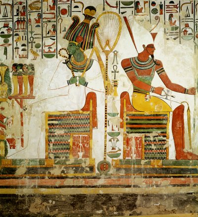 Gli dei Osiride e Atum, dalla Tomba di Nefertari, Nuovo Regno (dipinto murale) da Egyptian 19th Dynasty
