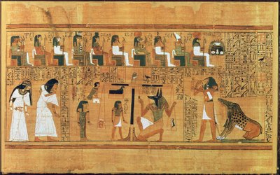 La pesatura del cuore contro la piuma della verità, dal Libro dei Morti dello scriba Any, c.1250 a.C. da Egyptian 19th Dynasty