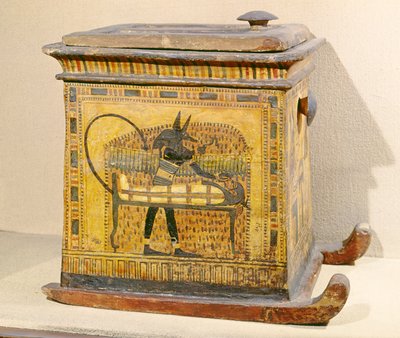 Anubi mummifica il defunto, da un cassetto dedicato a Nefertari, Nuovo Regno da Egyptian 20th Dynasty