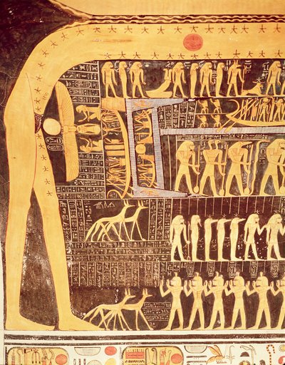 (Dettaglio) dal Libro del Giorno dal soffitto della camera funeraria della Tomba di Ramses VI (r.1143-1136 a.C.) Nuovo Regno da Egyptian 20th Dynasty