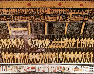 (Dettaglio) dal Libro del Giorno dal soffitto della camera funeraria della Tomba di Ramses VI (r.1143-1136 a.C.) Nuovo Regno da Egyptian 20th Dynasty