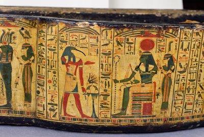 Dettaglio della base esterna del sarcofago della mummia di Nesyamun, possibilmente trovato a Deir El-Bahri, Nuovo Regno, c.1100 a.C. da Egyptian 20th Dynasty