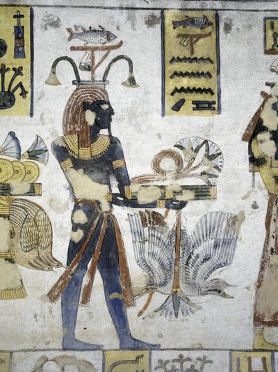 Tomba di Ramses III, dipinto murale di offerte rituali, XX dinastia da Egyptian 20th Dynasty