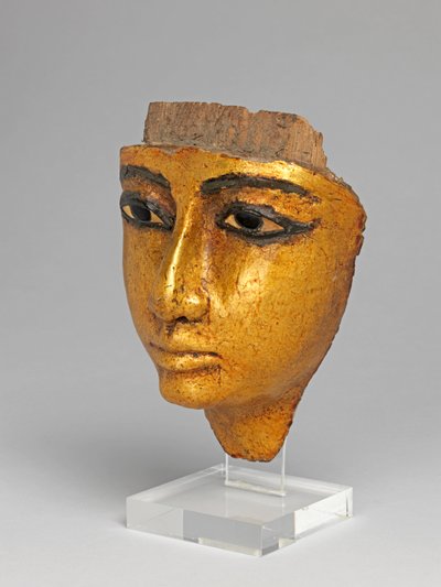 Volto da una bara, con occhi e sopracciglia intarsiati, dorati da Egyptian 20th Dynasty