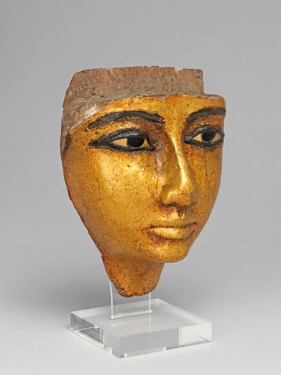 Volto da una bara, con occhi e sopracciglia intarsiati, dorati da Egyptian 20th Dynasty