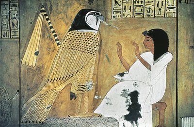 Affresco raffigurante scena dal Libro dei Morti, trasformazione in Falco Dorato da Egyptian 20th Dynasty
