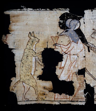Papiro raffigurante scena satirica, ca 1100 a.C., risalente al regno di Ramses IX, (dettaglio), Civiltà egizia, Nuovo Regno, XX dinastia da Egyptian 20th Dynasty