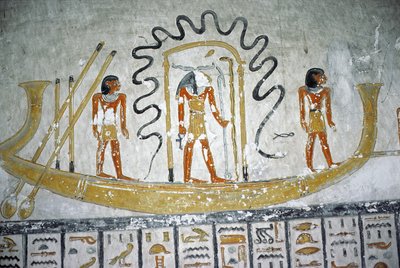 Re nella Barca Notturna, dalla Tomba di Ramesses VI, Nuovo Regno (c.1145-1137 a.C.) da Egyptian 20th Dynasty