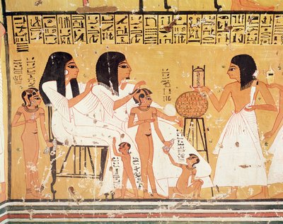I morti, la loro famiglia e i loro servi, dalla tomba di Ankerkhe, Tombe degli Operai, Nuovo Regno da Egyptian 20th Dynasty