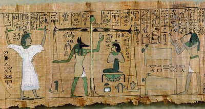 Papiro funerario di Djedkhonsouefankh che raffigura il giudizio del defunto, Terzo Periodo Intermedio da Egyptian 21st Dynasty