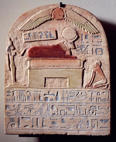 Stele dipinta in calcare del dio Apis da Egyptian 21st Dynasty