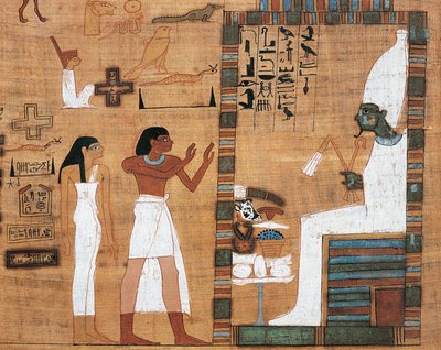 Papiro che raffigura marito e moglie davanti alla Corte di Osiride da Egyptian 21st Dynasty