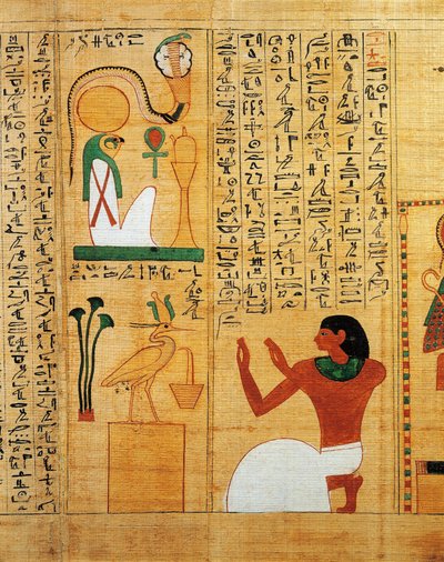 Papiro mitologico di Imenemsauf, Capo portatore di Amon. Dettaglio: inno al sole Ra come uccello da Egyptian 22nd Dynasty