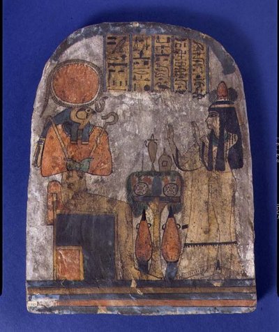 Monumento votivo di Tentesamun, La Cantatrice di Amon, da Tebe, Terzo Periodo Intermedio (legno dipinto) da Egyptian 22nd Dynasty