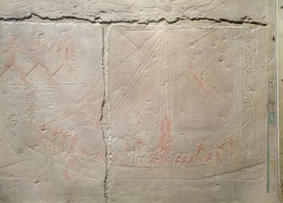 Rilievo che raffigura un viaggio in barca, dalla Mastaba di Akhethotep, Antico Regno, c.2400 a.C. da Egyptian 5th Dynasty