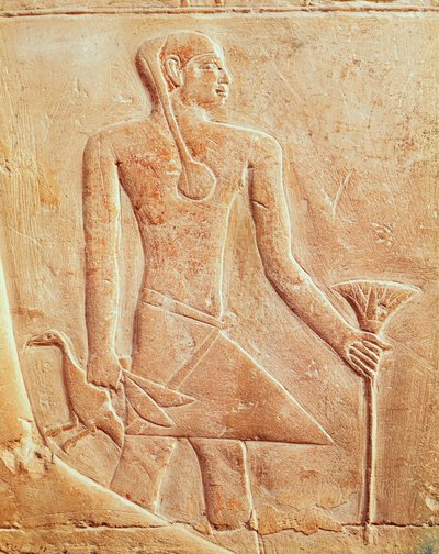 Servitore e uccello, rilievo da Egyptian 5th Dynasty