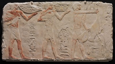 Rilievo di tre portatori di offerte, da Saqqara, c.2311-2281 a.C. da Egyptian 6th Dynasty