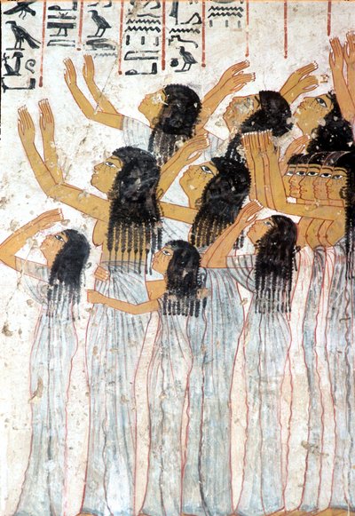 Antico Egitto, Pittura, Affresco, Donne piangenti nella processione funebre, Tomba di Ramose, Tebe da Egyptian Egyptian