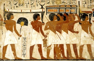 Antico Egitto, Pittura, Processione funebre, Tomba di Ramose, Uomini che trasportano tesori, Tebe, Valle dei Nobili da Egyptian Egyptian