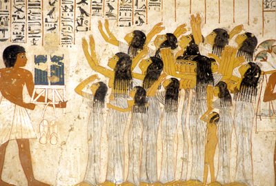 Antico Egitto, Pittura/affresco, Donne in lutto nella processione funebre, Tomba di Ramose, Tebe, Valle dei Nobili da Egyptian Egyptian