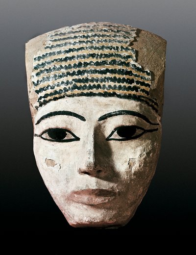 Antico Egitto: Ritratto per un sarcofago egiziano. XVII-XII secolo a.C. Scultura in legno policromo. Monistrol di Montserrat, Museo di Montserrat da Egyptian Egyptian