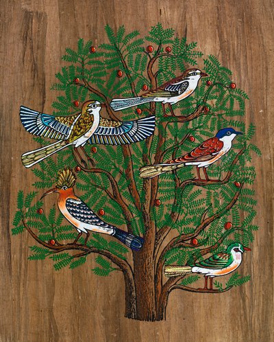 Arte egizia, papiro egizio: uccelli su un albero da Egyptian Egyptian