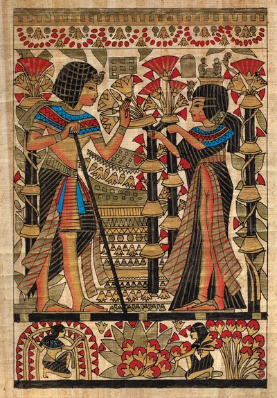 Arte egizia, papiro egiziano: Faraone e sua moglie da Egyptian Egyptian