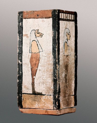 Antichità egizia: urna funeraria in legno o canopo da Egyptian Egyptian